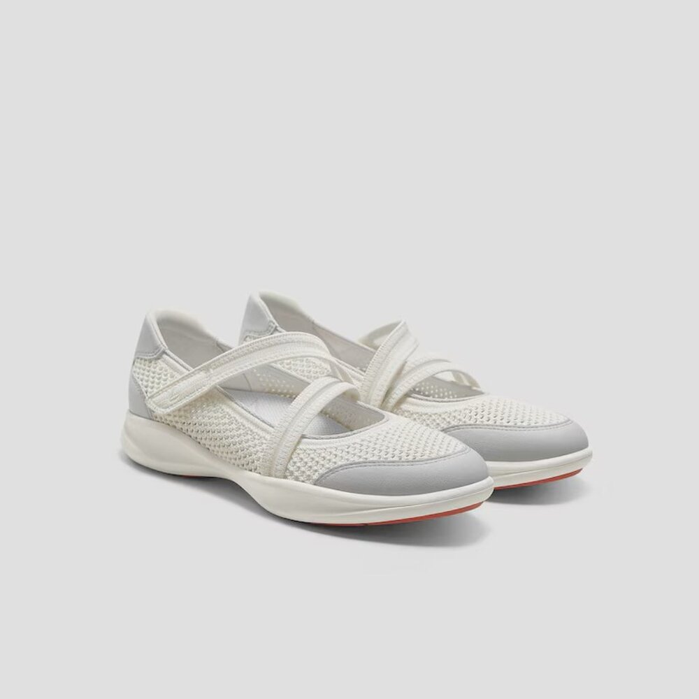 Women's White Mesh Cross-Strap Sneakers